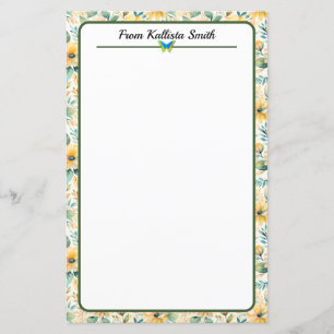 Sunny Gold Flowers Stationery Paper