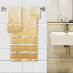 Sunny Gold Ivory Wave Bath Towel Set