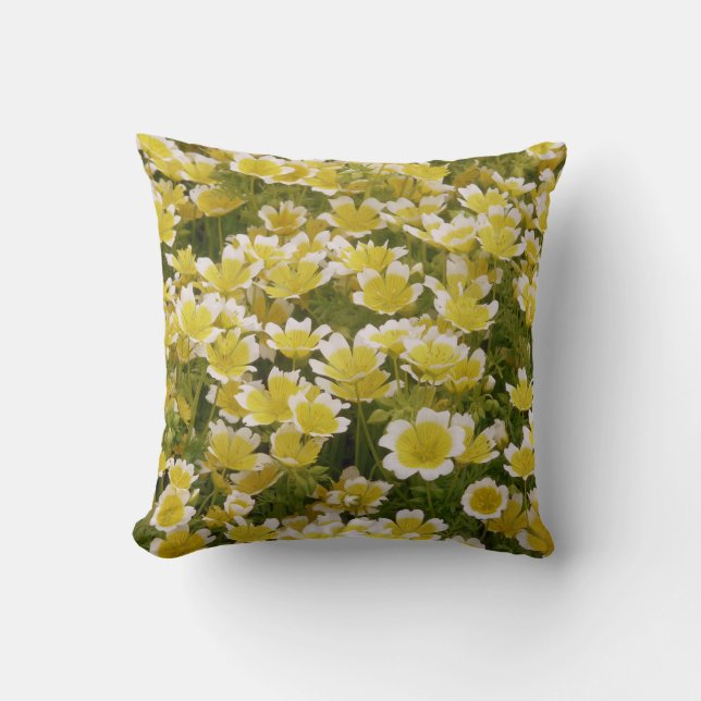 Sunny Gold White Flowers Cushion (Front)