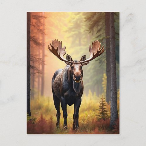 *~* Sunny Golden AP49 MOOSE Nature Forest  Postcard
