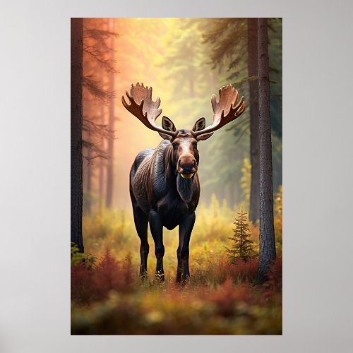 *~* Sunny Golden AP49 MOOSE Nature Forest  Poster