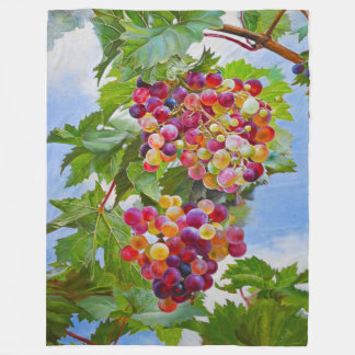 Sunny Grapevine – Colorful Grapes Still Life Paint Fleece Blanket