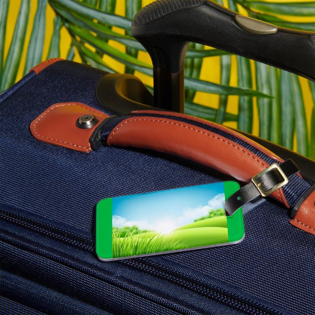 Sunny Green Field Landscape Luggage Tag (Creator Uploaded)