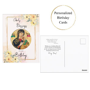 Sunny, Happy Flowers Orthodox Christian Birthday Postcard