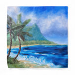 Sunny Hawaii Beach Painting Tropical Paradise Palm Bandana