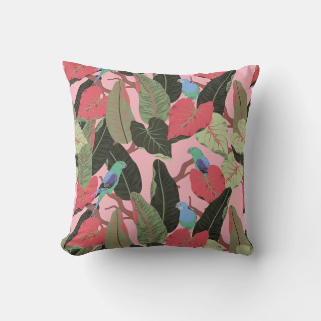 Sunny Hawaii Tropical Exotic Birds of Paradise Throw Pillow (Front)