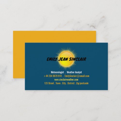 Sunny Icon Design Meteorologist Business Card