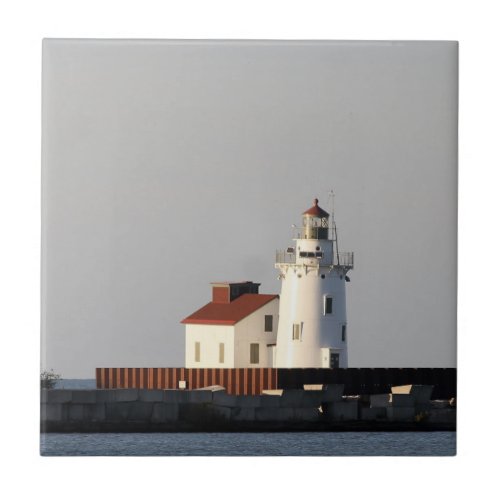 Sunny Lake Lighthouse Ceramic Tile
