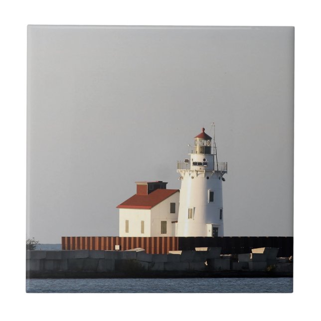 Sunny Lake Lighthouse Ceramic Tile (Front)