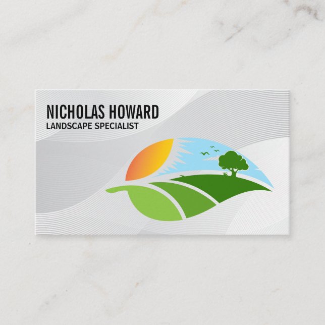 Sunny Landscape Scenery | Greenery Business Card (Front)