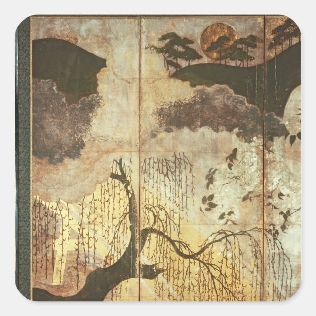 Sunny Landscape Square Sticker (Front)