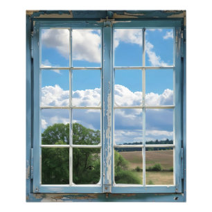 Sunny Landscape Window View Photo Print