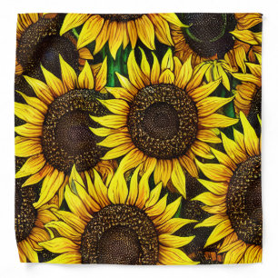 Sunny Large Sunflowers Pattern Bandana
