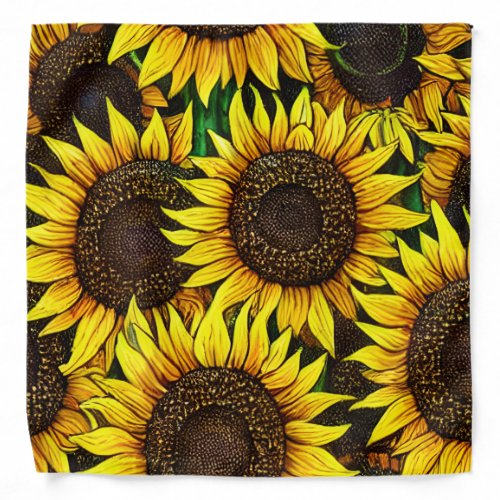 Sunny Large Sunflowers Pattern  Bandana