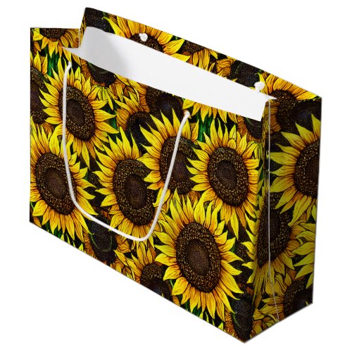 Sunny Large Sunflowers Pattern Large Gift Bag