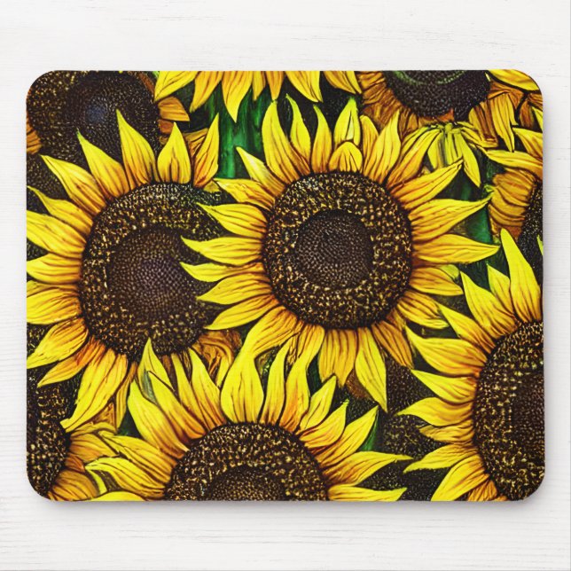 Sunny Large Sunflowers Pattern  Mouse Pad (Front)