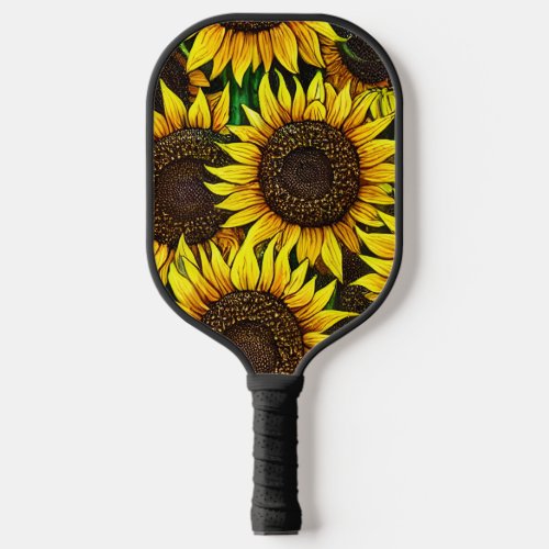 Sunny Large Sunflowers Pattern  Pickleball Paddle