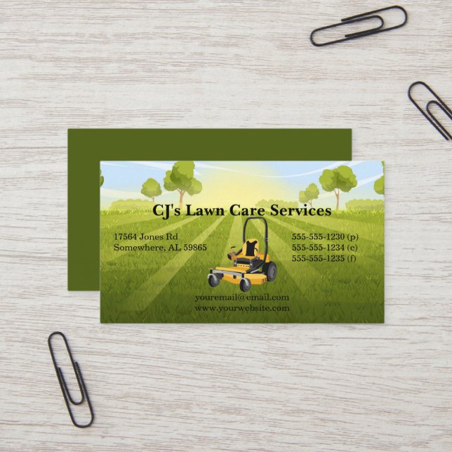 Sunny Lawn Care Business Card (Front/Back In Situ)