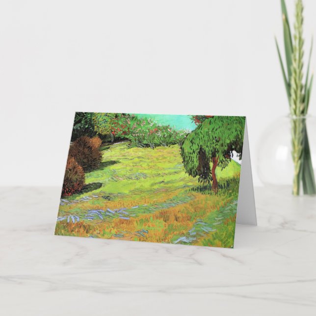 Sunny Lawn in a Public Park by Vincent van Gogh Card (Front)