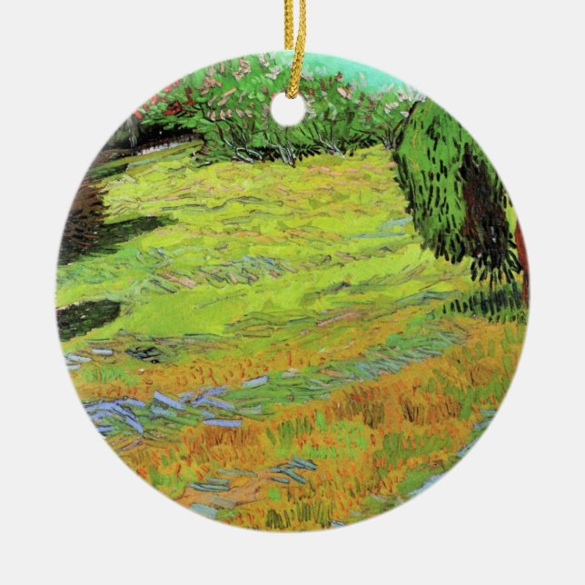 Sunny Lawn in a Public Park by Vincent van Gogh Ceramic Ornament (Front)