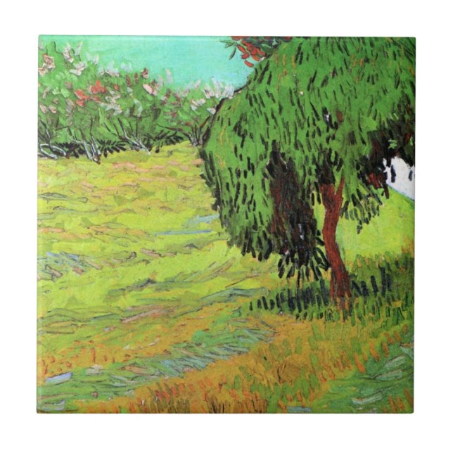 Sunny Lawn in a Public Park by Vincent van Gogh Ceramic Tile (Front)