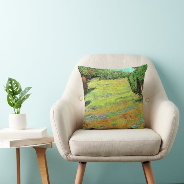 Sunny Lawn in a Public Park by Vincent van Gogh Throw Pillow (Chair)