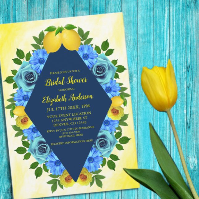 Sunny Lemon Floral Bridal Shower Invitation (Creator Uploaded)