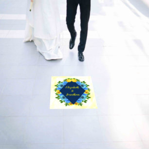 Sunny Lemon Floral Wedding Floor Decals
