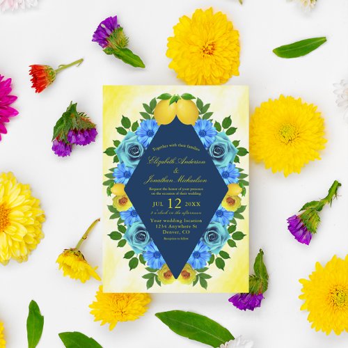 Sunny Lemon Floral Wedding Invitation