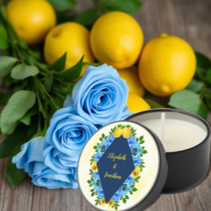 Sunny Lemon Floral Wedding Mini Candle Favors