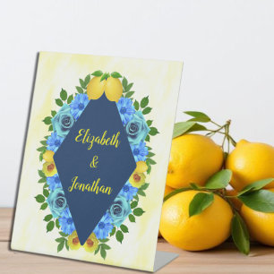 Sunny Lemon Floral Wedding Pedestal Sign