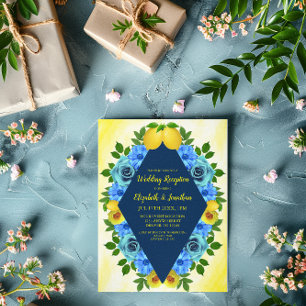 Sunny Lemon Floral Wedding Reception Invitation