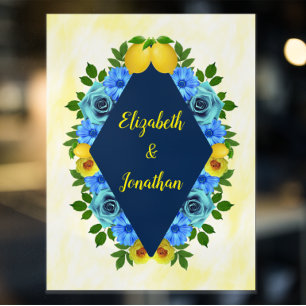 Sunny Lemon Floral Wedding Window Cling