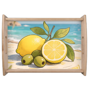 Sunny Lemon Olive Beachside Fresh Serving Tray