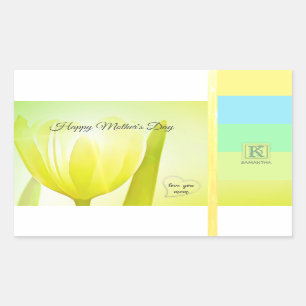 Sunny Lime Pastel Palette Tulip Photo Monogram Rectangular Sticker