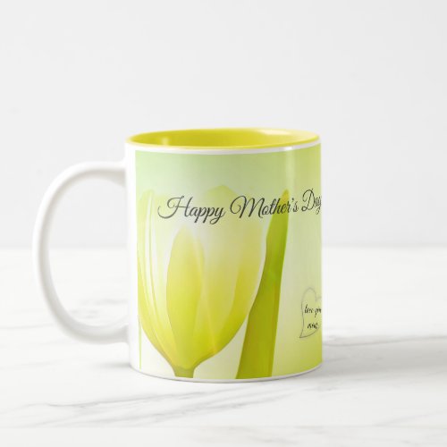 Sunny Lime Pastel Palette Tulip Photo Monogram Two_Tone Coffee Mug