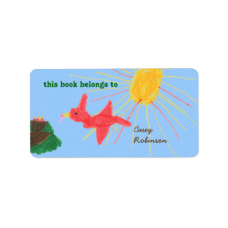 Sunny little bird personalized bookplate