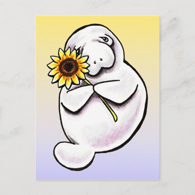 Sunny Manatee Off-Leash Art™ Postcard (Front)