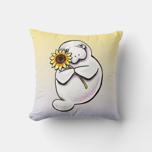 Sunny Manatee Off_Leash Art Throw Pillow