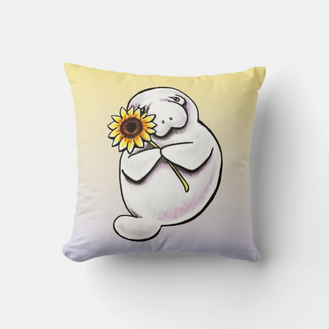 Sunny Manatee Off-Leash Art™ Throw Pillow (Front)
