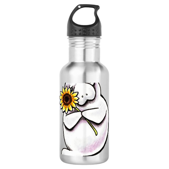 Sunny Manatee Off-Leash Art™ Water Bottle (Front)