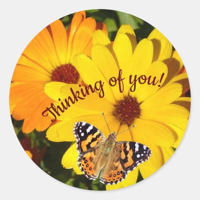Sunny Marigolds Thinking of You Square Sticker (Front)