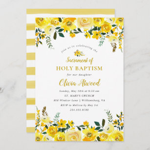 Yellow Baptism & Christening Invitations & Invitation Templates | Zazzle