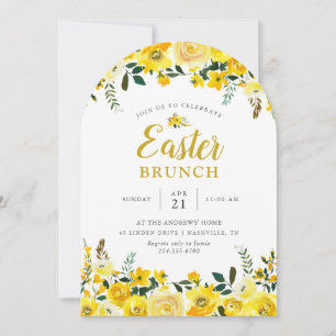 Sunny Meadow Floral Easter Brunch Party Invitation