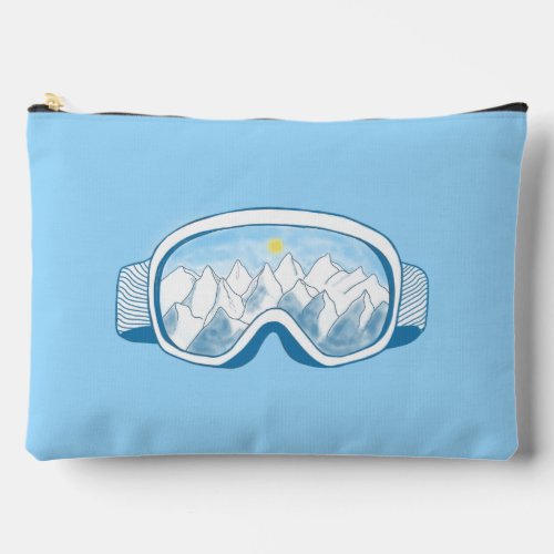 Sunny Mountain Ski Goggles Illustration Custom Accessory Pouch