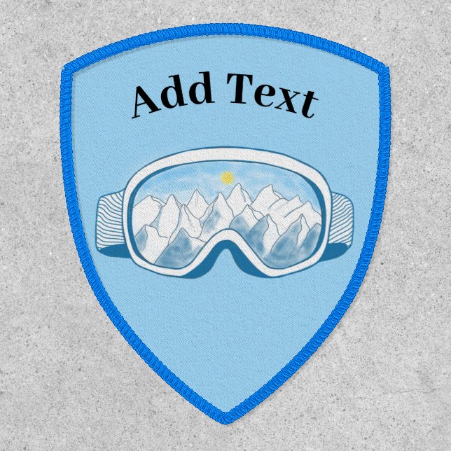 Sunny Mountain Ski Goggles Illustration Custom Patch (Front)