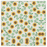 Sunny Neon Pastel Yellow Sunflowers Leaves Pattern Fabric