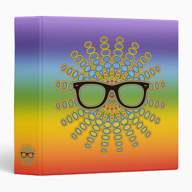 Sunny Nerd Glasses + your backgr. & ideas 3 Ring Binder (Front/Spine)