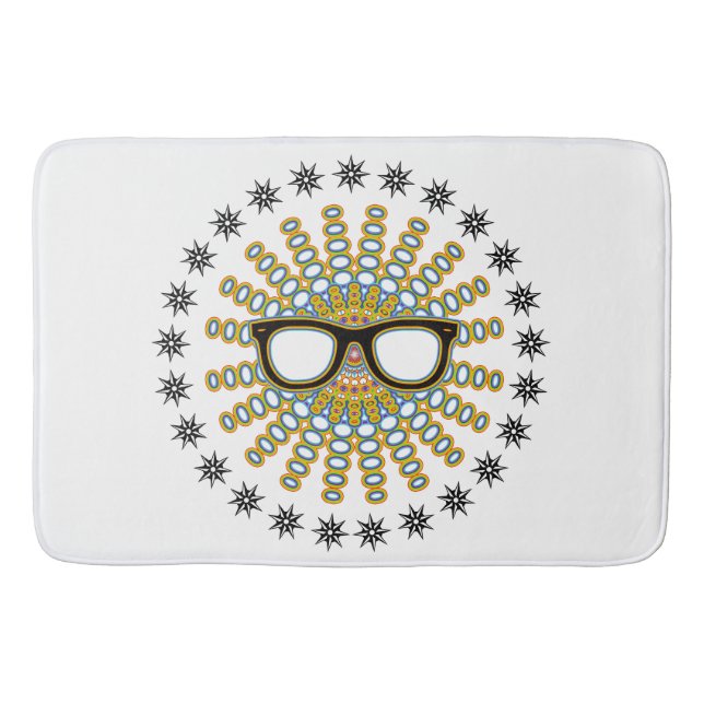 Sunny Nerd Glasses + your backgr. & ideas Bathroom Mat (Front)