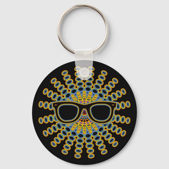 Sunny Nerd Glasses + your backgr. & ideas Keychain (Front)